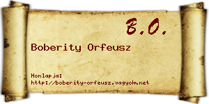 Boberity Orfeusz névjegykártya